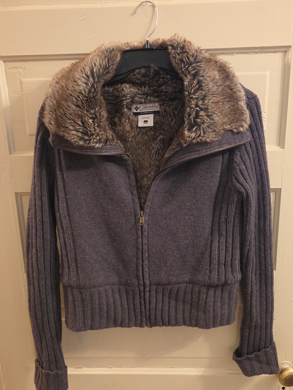 Columbia Sportswear Women's Lambswool Blend Faux Fur Lined Sweater Jacket